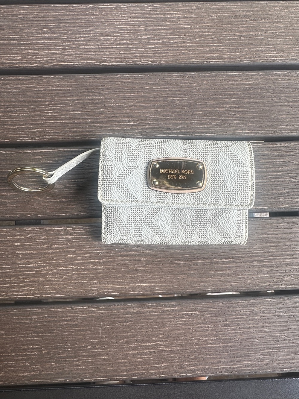 Michael Kors Silver Logo Wristlet Key Pouch